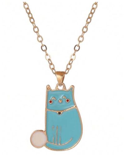 L06 Gold Kitty Cat Necklace with FREE EARRINGS
