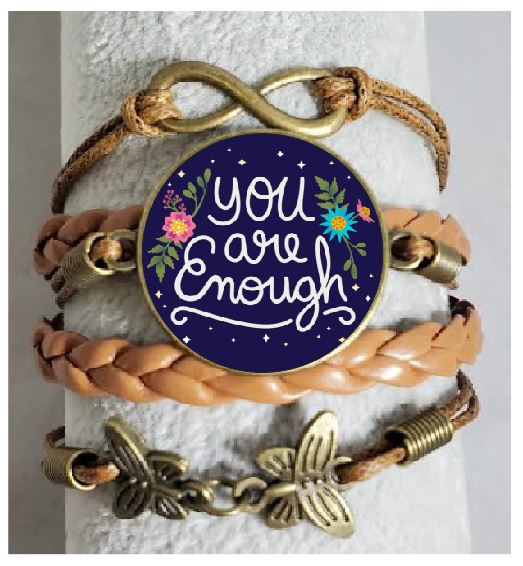 AZ1542 Brown You Are Enough Leather Layered Bracelet