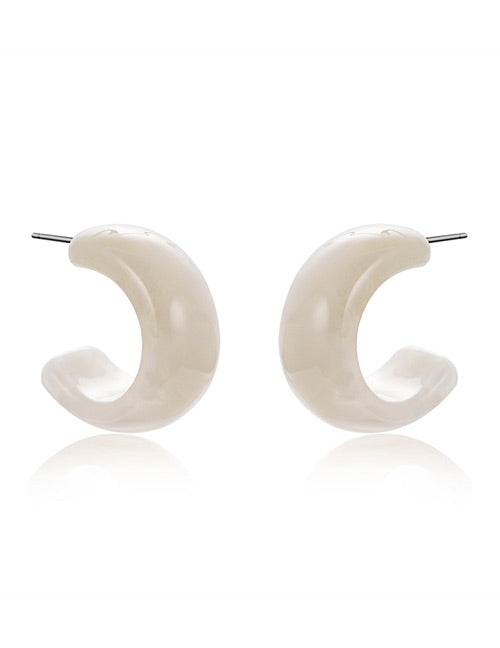E701 Ivory Semi Circle Earrings - Iris Fashion Jewelry