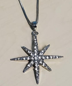 N126 Silver Rhinestone Star Necklace with FREE Earrings - Iris Fashion Jewelry