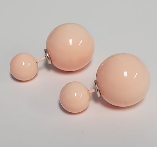 *E334 Peach Double Ball Earrings - Iris Fashion Jewelry