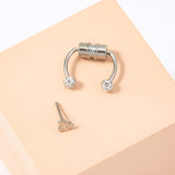 P01 Silver Crystal Rhinestone MAGNETIC Nose Septum Ring Plus Star Nose Stud - Iris Fashion Jewelry