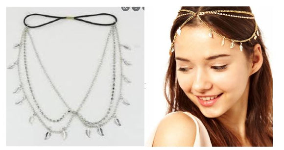 H834 Silver Leaf Rhinestone Headdress - Iris Fashion Jewelry
