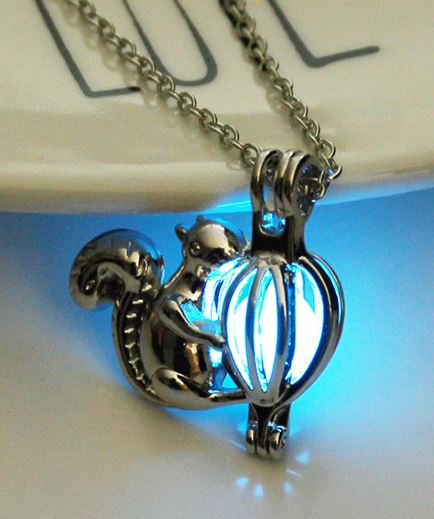 N1698 Silver Glow in the Dark Squirrel Necklace with FREE EARRINGS - Iris Fashion Jewelry