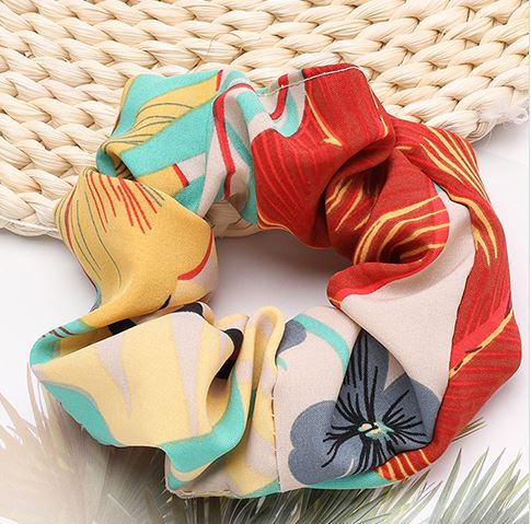 H794 Colorful Floral Hair Scrunchie - Iris Fashion Jewelry
