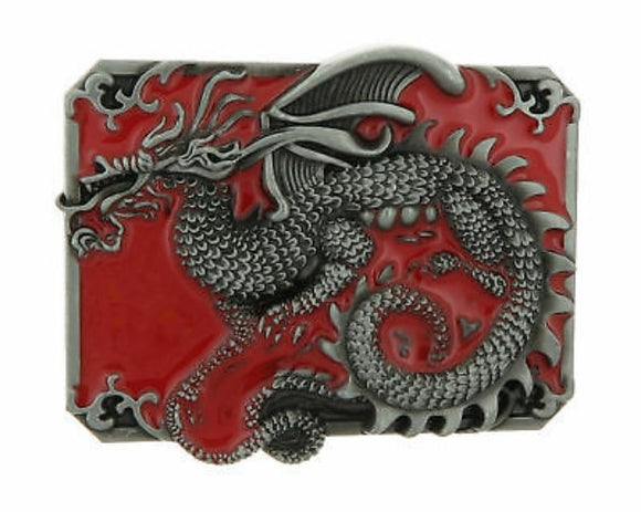 BU266 Red Dragon Belt Buckle - Iris Fashion Jewelry