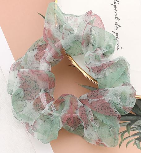 H498 Mint Green Design Hair Scrunchie - Iris Fashion Jewelry