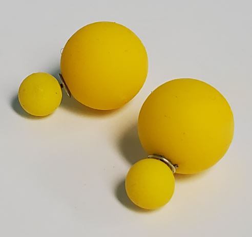 *E726 Yellow Double Ball Earrings - Iris Fashion Jewelry