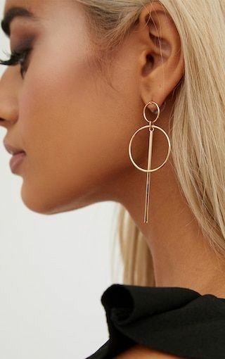 E1024 Gold Double Circle with Dangle Earrings - Iris Fashion Jewelry