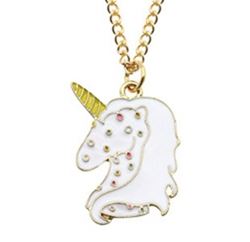 L01 Gold White Speckled Unicorn Necklace FREE EARRINGS - Iris Fashion Jewelry