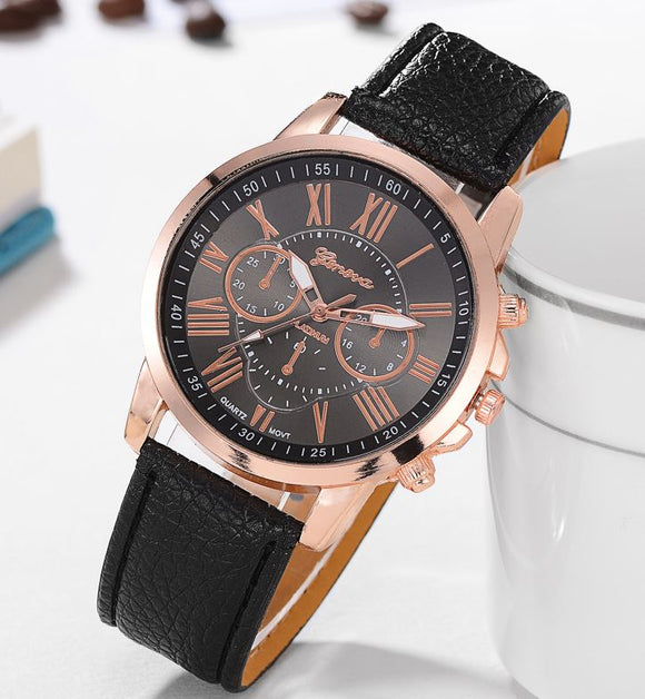W570 Black Rose Gold Quartz Watch - Iris Fashion Jewelry