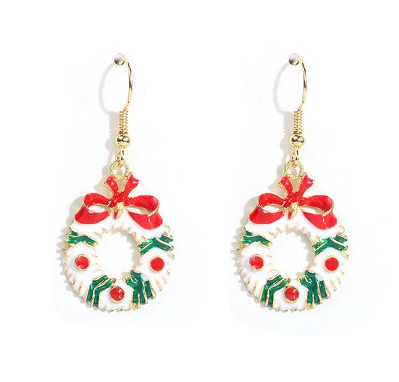 Z119 Gold Christmas Wreath Earrings - Iris Fashion Jewelry