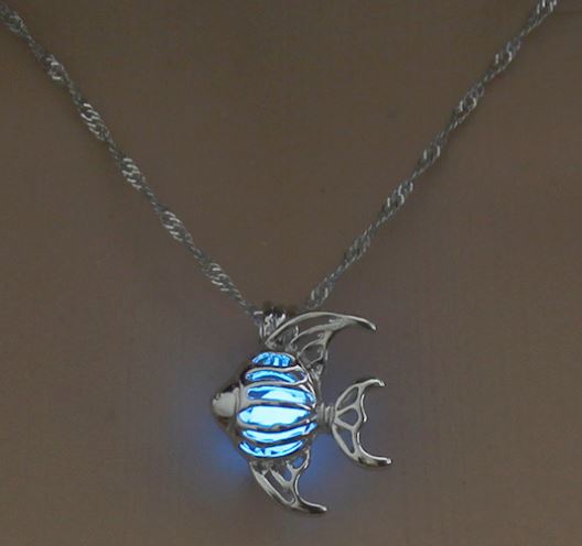 N132 Silver Glow in the Dark Fish Necklace with FREE EARRINGS - Iris Fashion Jewelry