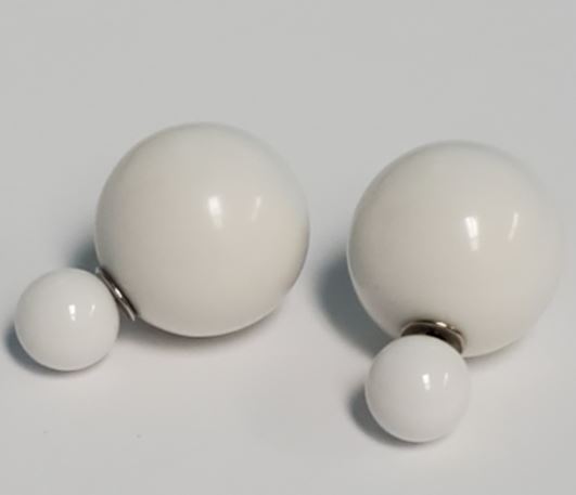 *E247 White Double Ball Earrings - Iris Fashion Jewelry