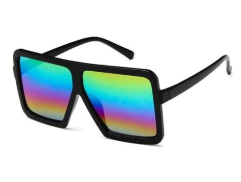 S377 Black Rainbow Mirror Lens Fashion Sunglasses - Iris Fashion Jewelry