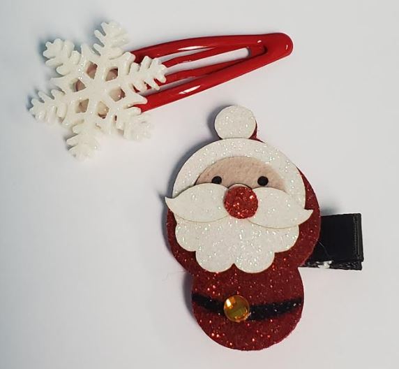 Z96 Santa and Snowflake Christmas Hair Clips - Iris Fashion Jewelry