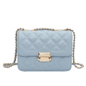 PB112 Pale Blue Quilted Design Shoulder Bag - Iris Fashion Jewelry