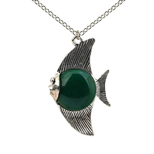 *N85 Green Fish Necklace with Free Earrings - Iris Fashion Jewelry