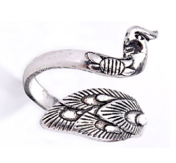 AR08 Silver Peacock Adjustable Ring - Iris Fashion Jewelry