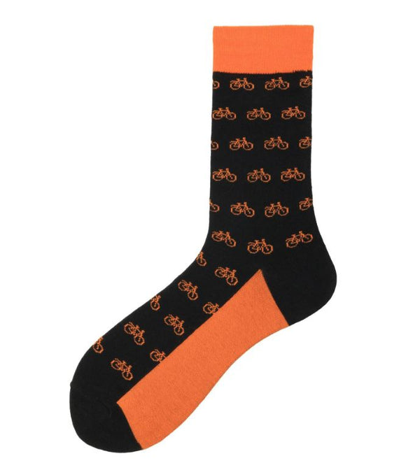 SF497 Black Orange Bicycle Socks - Iris Fashion Jewelry