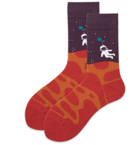 SF666 Red Man on the Moon Socks - Iris Fashion Jewelry
