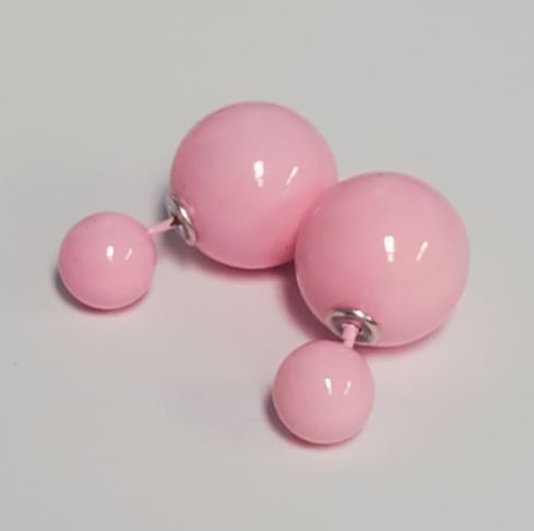 *E241 Light Pink Double Ball Earrings - Iris Fashion Jewelry