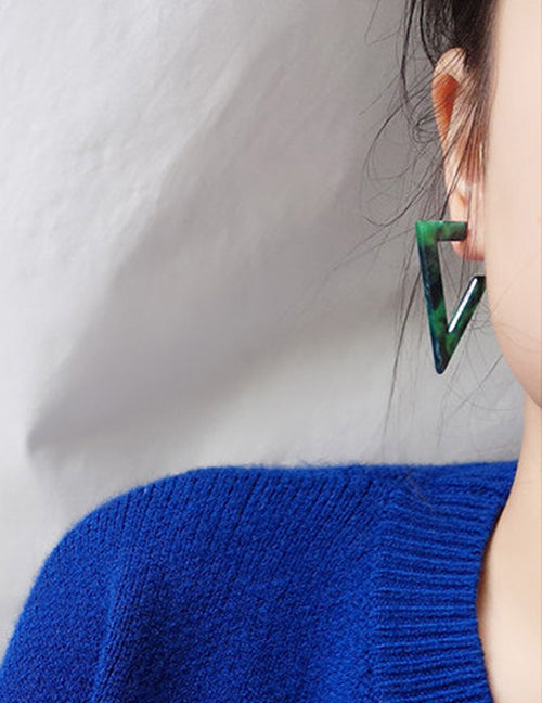E1020 Green Acrylic Triangle Earrings - Iris Fashion Jewelry