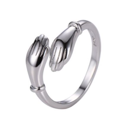 AR21 Silver Hands Around Your Finger Adjustable Ring - Iris Fashion Jewelry