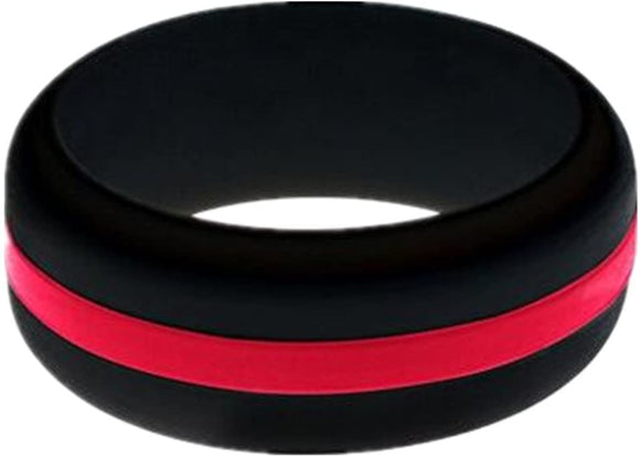 SR02 Red Stripe Black Silicone Ring - Iris Fashion Jewelry