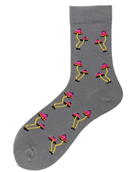 SF338 Gray Pink Mushroom Socks - Iris Fashion Jewelry