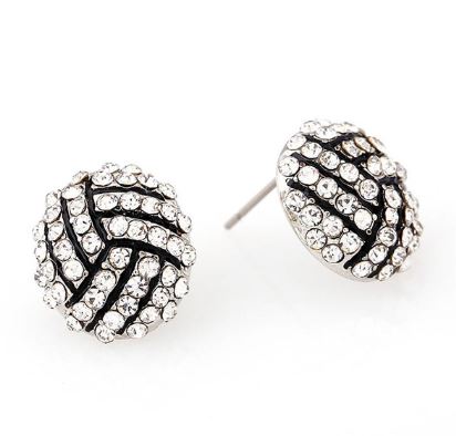 E370 Volleyball Gemstone Stud Earrings - Iris Fashion Jewelry