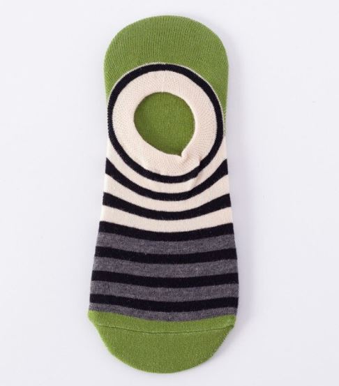 SF232 Green Gray Black Stripe Low Cut Socks - Iris Fashion Jewelry