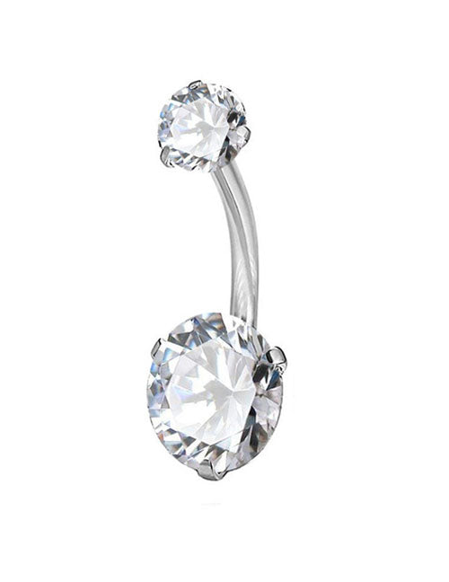 P111 Silver Crystal Rhinestone Belly Button Ring - Iris Fashion Jewelry