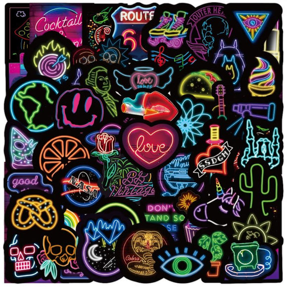 ST23 Neon Lights 20 Pieces Assorted Stickers