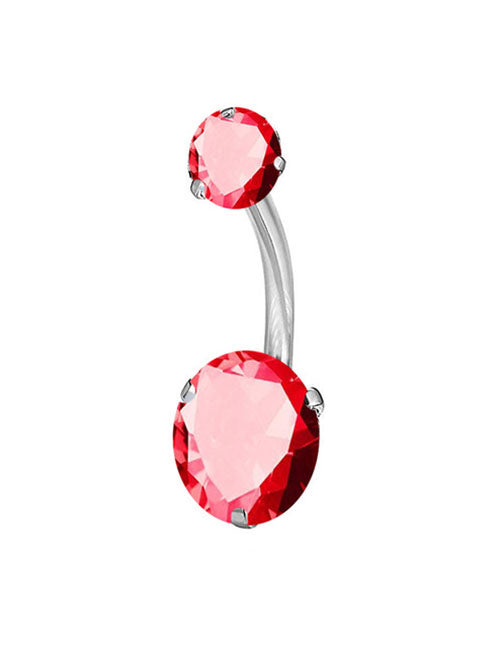 P117 Silver Red Rhinestone Belly Button Ring - Iris Fashion Jewelry