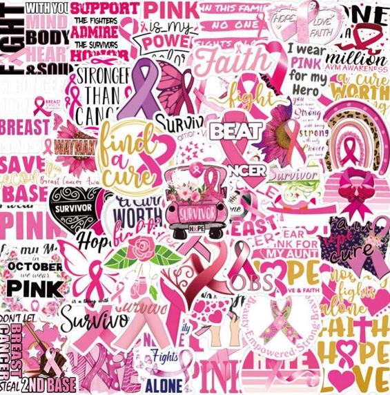ST19 Breast Cancer Awareness 20 Pieces Assorted Stickers
