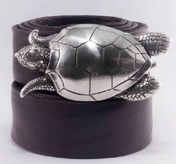 BU115 Silver Turtle Belt Buckle - Iris Fashion Jewelry