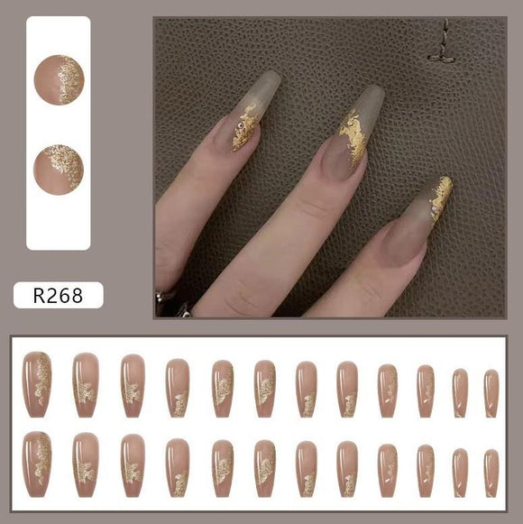 NS527 Extra Long Nails Coffin Press On Glossy 22 Pieces R268 - Iris Fashion Jewelry