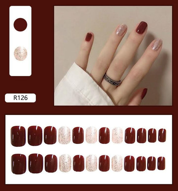 NS533 Short Square Press On Nails 24 Pieces R026 - Iris Fashion Jewelry