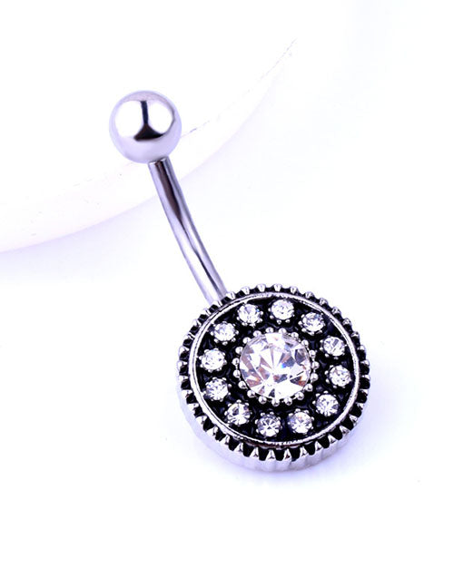 P108 Silver Crystal Rhinestone Belly Button Ring - Iris Fashion Jewelry