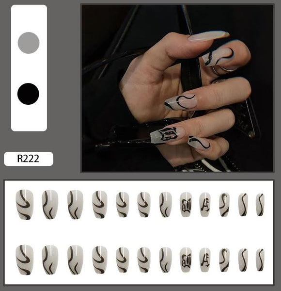 NS287 Long Plastic Ballerina Press On Nails 24 Pieces R222 - Iris Fashion Jewelry