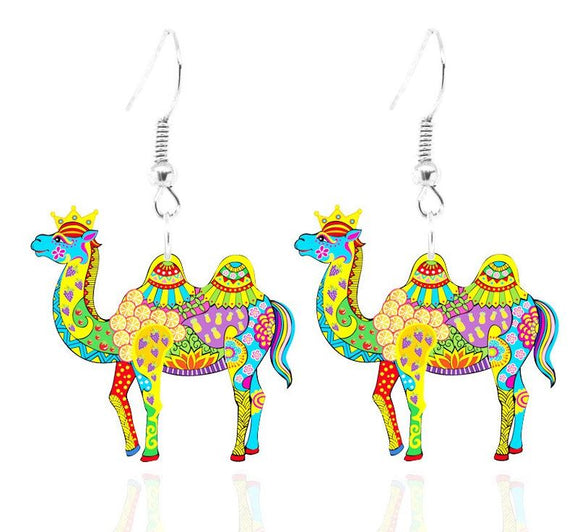 *E923 Colorful Acrylic Camel Earrings - Iris Fashion Jewelry