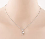 L67 Small Silver Squiggle Design with Diamond Necklace with FREE Earrings - Iris Fashion Jewelry