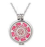 N1902 Silver Flower Essential Oil Necklace with FREE Earrings PLUS 5 Different Color Pads - Iris Fashion Jewelry