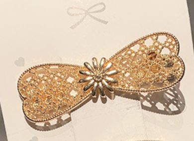 H690 Gold Decorated Bow Hair Clip - Iris Fashion Jewelry
