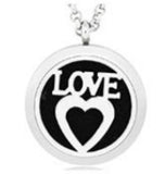 N1945 Silver Love Heart Essential Oil Necklace with FREE Earrings PLUS 5 Different Color Pads - Iris Fashion Jewelry