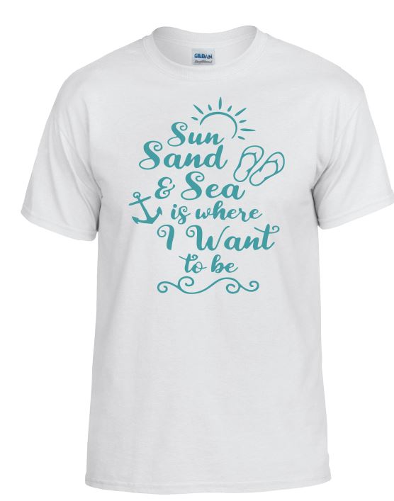 TS34 Sun, Sand & Sea White T-Shirt