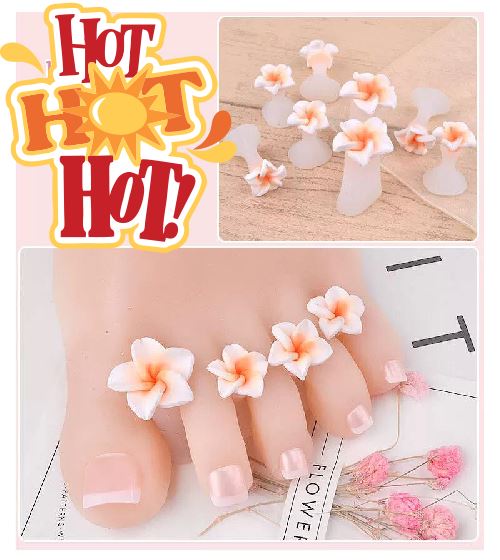 NS129 White Flower Soft Silicone Finger or Toe Separators 8 Piece Set - Iris Fashion Jewelry