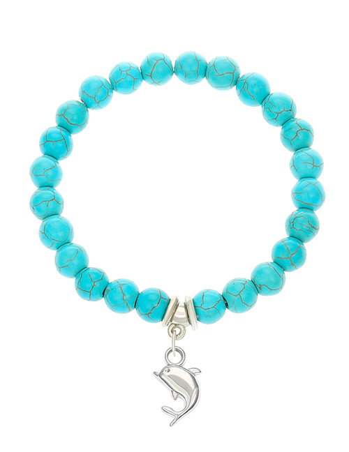 AZ276B Dolphin Turquoise Crackle Bead Bracelet