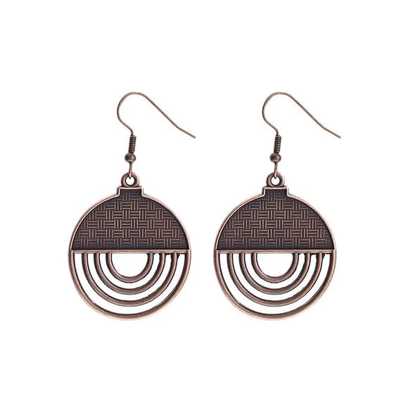 AZ217B Bronze Disk with Loops Earrings